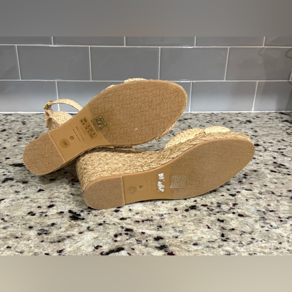 Stuart Weitzman Playa Raffia Espadrille Knot Wedge Women’s 11 - Picture 5 of 6
